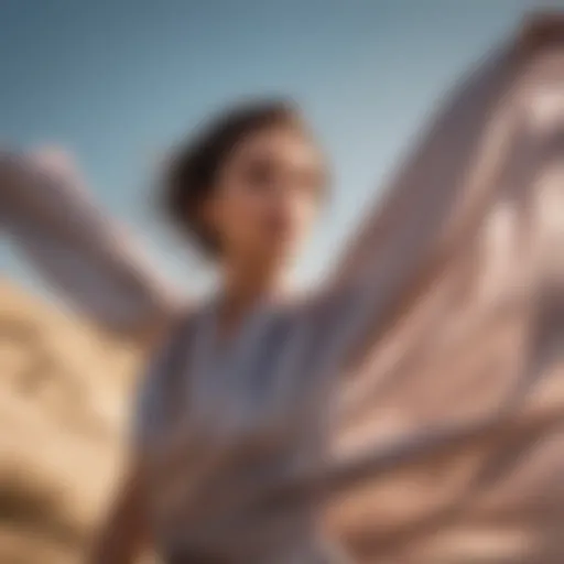 Silk scarf waving gracefully in the wind