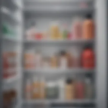 Organized beauty products in a small refrigerator