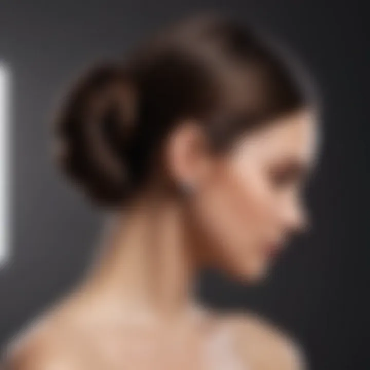 Sleek and polished long hair styled in a sophisticated chignon