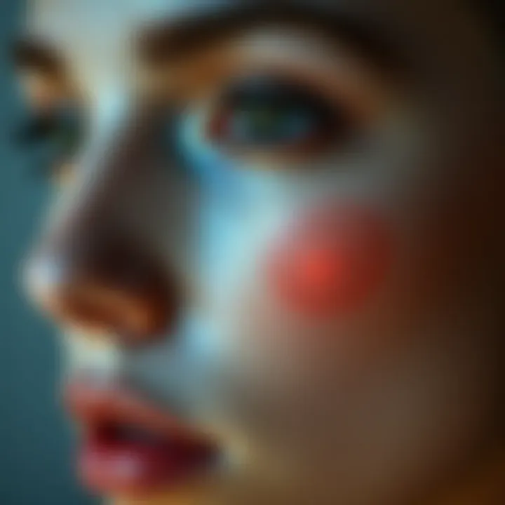 Close-up of a face with dark spots highlighted