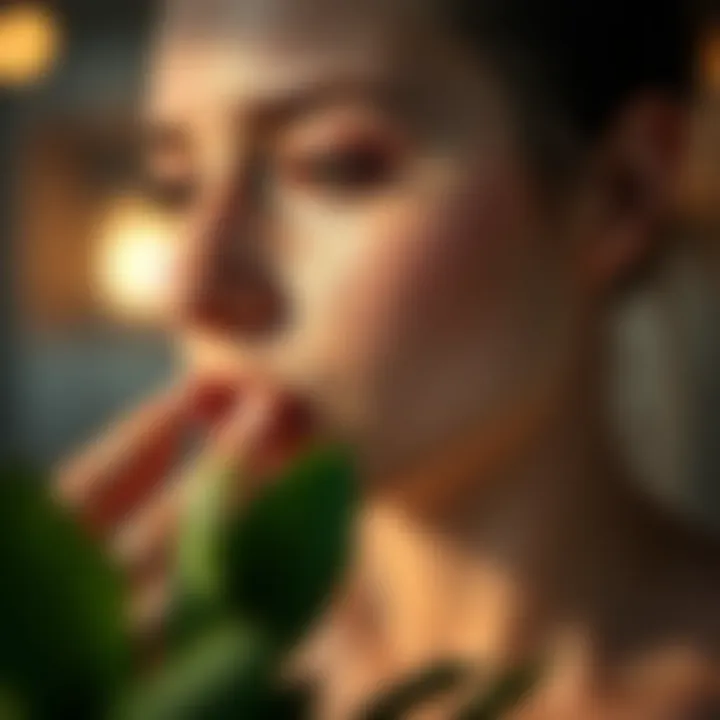 Lifestyle changes depicted with healthy foods and skincare routine