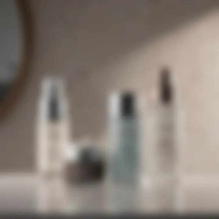 Skincare products arranged aesthetically on a vanity