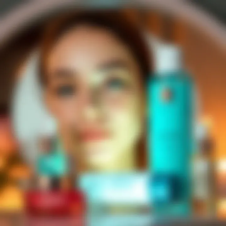 A vibrant skincare routine showcasing brightening products