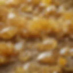 Close-up of sulfur crystals showcasing their texture