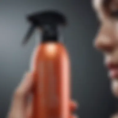 A close-up of a spritz of hair spray in action