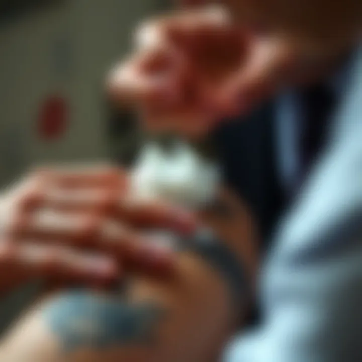 Illustration of a freshly inked tattoo being cared for with soap