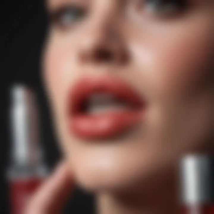 A close-up of luxurious lip skincare products on display