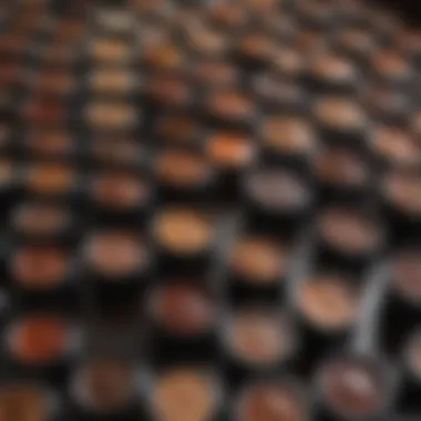 A vibrant array of temporary brown hair dye products displayed on a table.