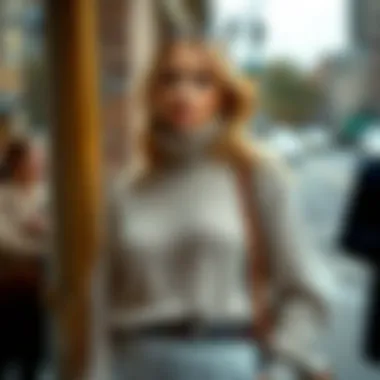 Stylish outfit featuring a fitted cashmere sweater and accessories