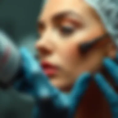 Close-up of skin preparation techniques