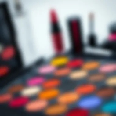 Palette of vibrant makeup colors