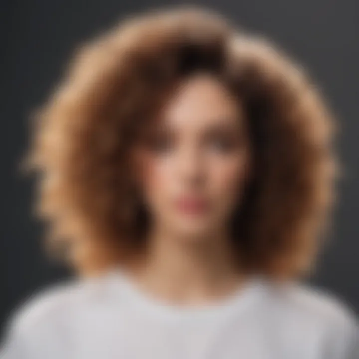 Close-up of well-defined curls after T-shirt drying