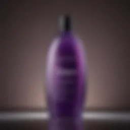 A vibrant purple shampoo bottle with a sleek design