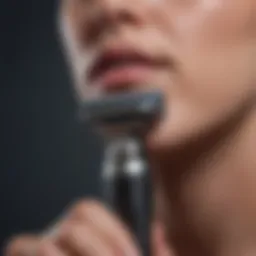 Close-up of a razor on smooth skin