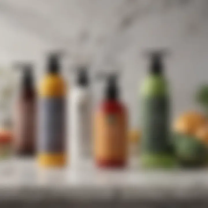 Haircare products made from whole food ingredients on a marble countertop