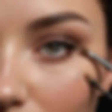 Close-up of a contour brush in use with makeup