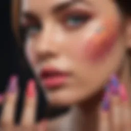 Acrylic nail design showcasing vibrant colors and patterns