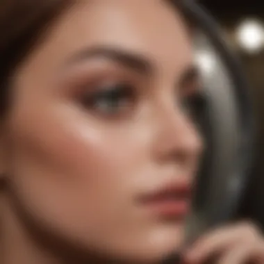 Magnifying mirror showcasing detailed makeup application