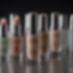 A close-up of various primers in elegant packaging