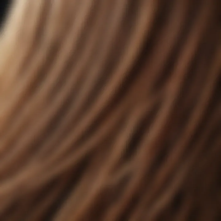 Close-up of highlighted hair strands reflecting light