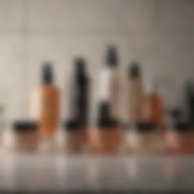 A range of skincare products on a countertop