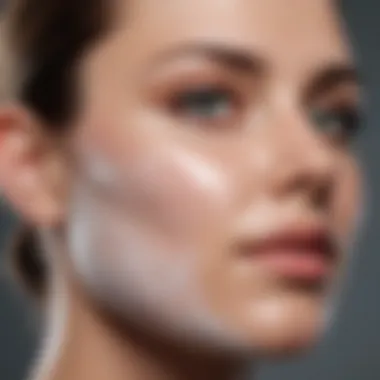 Close-up of facial ice roller gliding over smooth skin