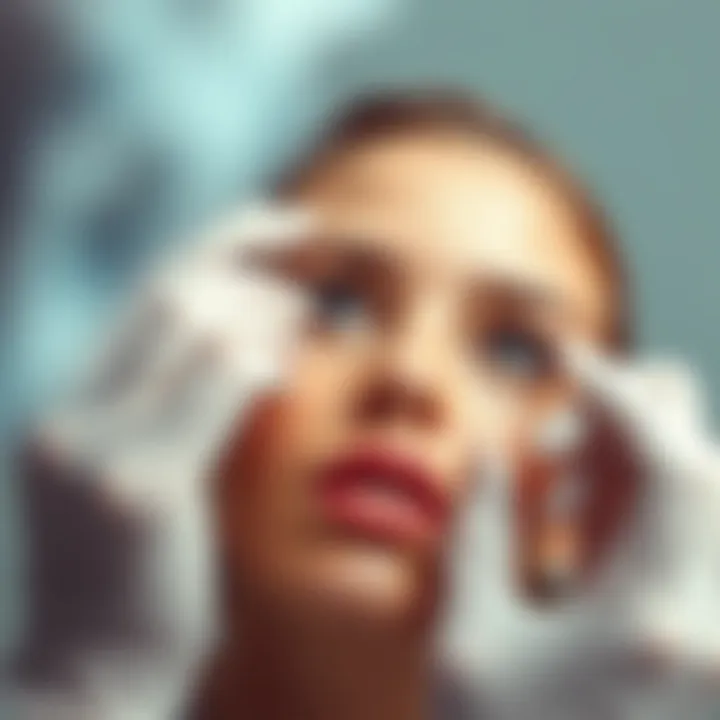 Expert applying false eyelashes with precision