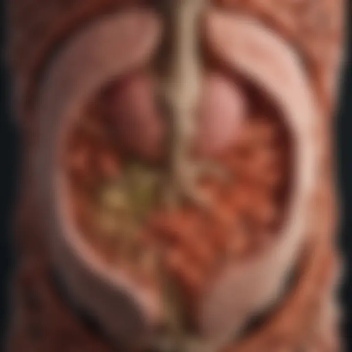 Illustration of the digestive system highlighting gut health