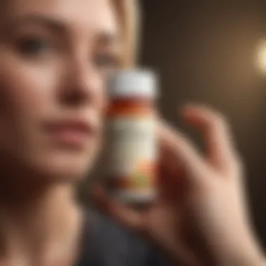 Close-up of a person holding a herbal supplement bottle labelled Ashwagandha