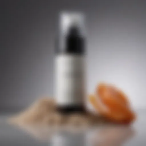 A close-up view of an AHA exfoliant product with natural ingredients.