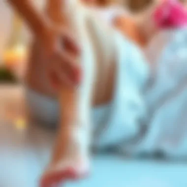 Applying Luxurious Lotion for Hydrated Legs Luxurious lotion being applied to smooth and hydrate legs