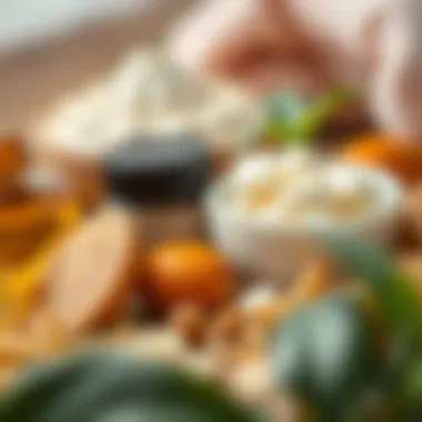 Natural Ingredients for Soft Leg Skin Close-up of natural ingredients known for softening skin