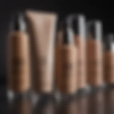 A range of foundation bottles suitable for mature skin types