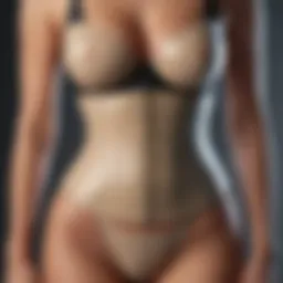 Midsection of a person wearing a latex waist trainer