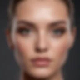 Application of translucent powder on the forehead for a matte finish