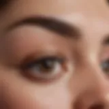 A close-up of perfectly sculpted eyebrows showcasing a trendy arch.