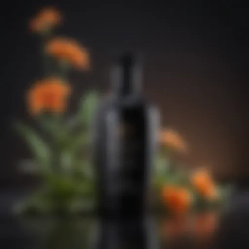 Luxurious botanical ingredients in a sleek black bottle