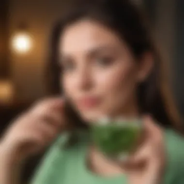 Woman enjoying a cup of spearmint tea for relaxation