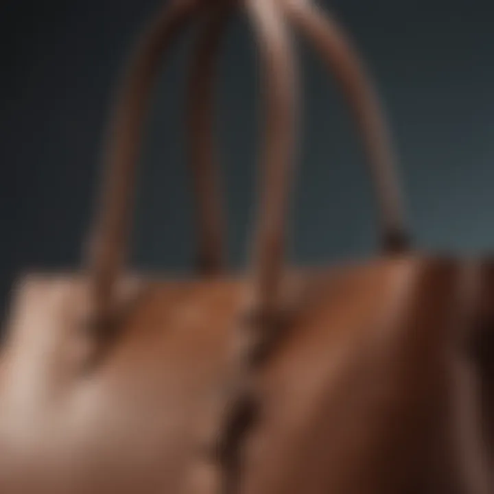 Close-up of high-quality leather material in a tote bag