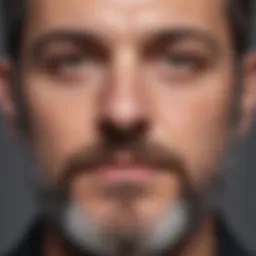 A close-up of patchy facial hair