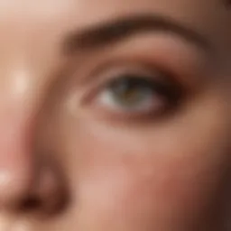 Close-up view of clogged pores on skin