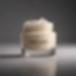 Close-up of a cream jar with a light texture suitable for evening skin tone.