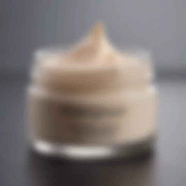 Close-up of a cream jar with a smooth texture.