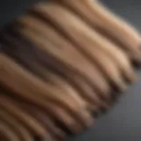 A close-up view showcasing different types of hair extension materials.