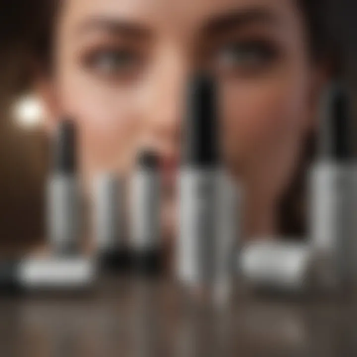 Different mascara primer products displayed on a vanity.