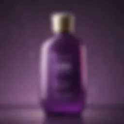 Purple shampoo bottle against a vibrant background