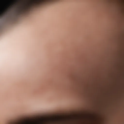 Close-up view of scalp with visible pimples