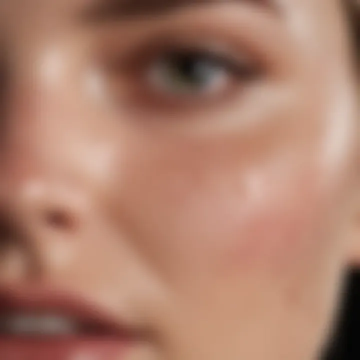 Illustration of skin with enlarged pores and the effect of serum on it