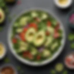 Fresh and colorful salad with mixed greens and avocado slices