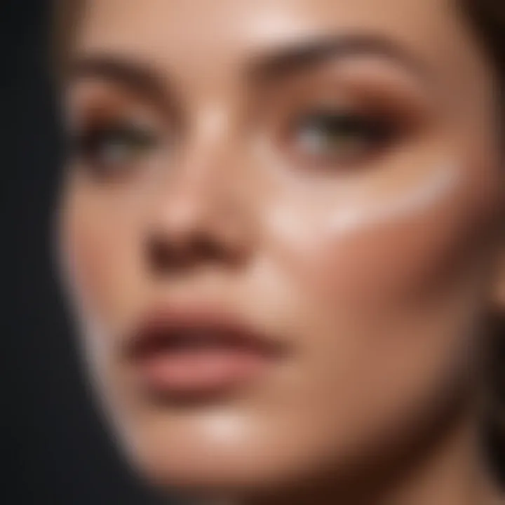 Close-up of contour cream being applied to a model's face